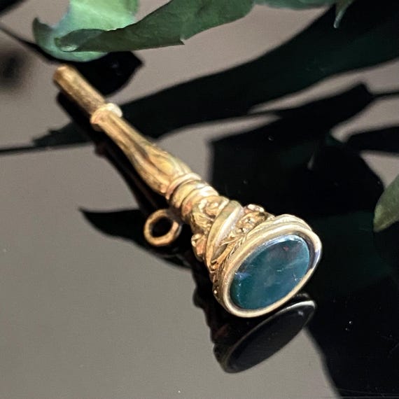 Antique Victorian Bloodstone Watch Key Fob