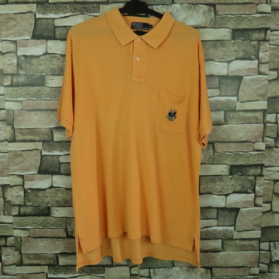 Vintage POLO BEAR Polo Shirt USA made Orange sz L