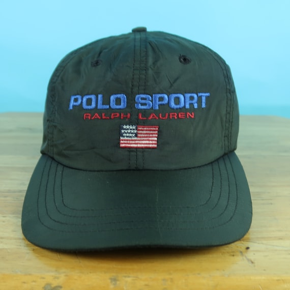 Vintage Polo Sport Black Polyester Hat Sz 56 -59cm