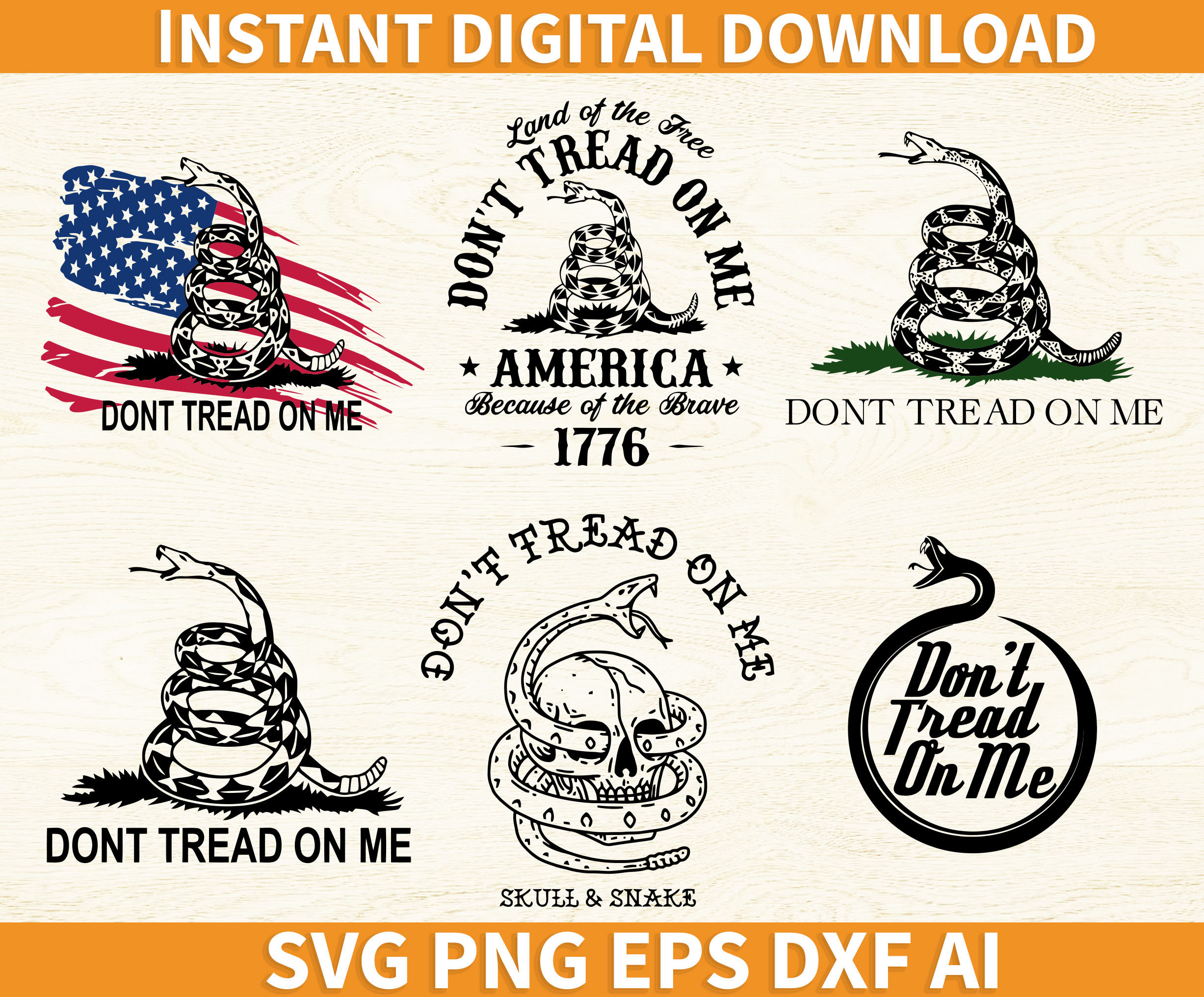 Don&rsquo;t Tread on Me svg Cricut eps png dxf ai | Etsy