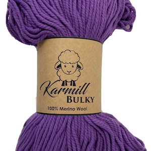 100% Merino Wool - Super Bulky Weight - Hank 200 Grams - Super Chunky Yarn - Color Purple- Knitting Wool - Natural Yarn - Merino Wool- Yarn