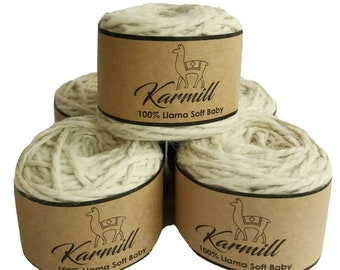 100% Llama Soft Baby - Bulky Weight - Set of 5 Skeins- Chunky Yarn - Llama Wool - Tubular Yarn -Llama Baby Wool -Natural Fiber -Natural Yarn