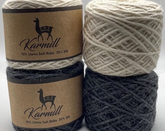 70% Llama 30 Silk - DK Weight - Light Worsted - Skein 50 Grams - Llama Wool - Silk Yarn -Llama/Silk Yarn - Natural Fiber - Soft Wool - Yarn