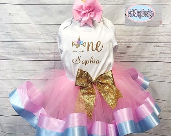 unicorn birthday outfit,FREE SHIPPING,tutu outfit,birthday girl,unicorn set,colorful tutu,colorful outfit,unicorn birthday tutu set