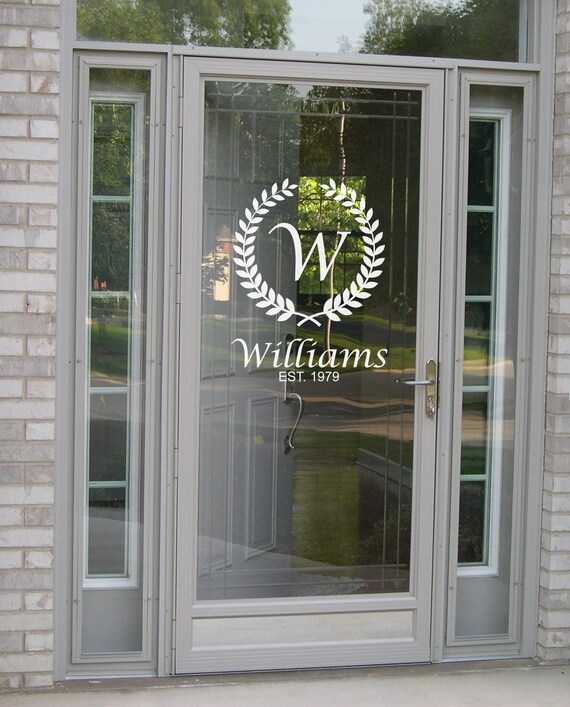 Personalized Monogram Wreath Personalized Door Decal Glass Etsy