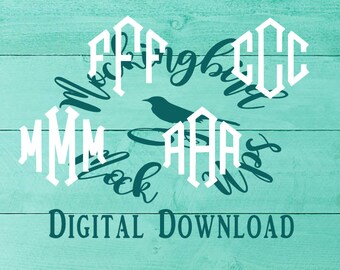 Monogram Diamond Font // Alphabet // SVG PNG File Download // Initials