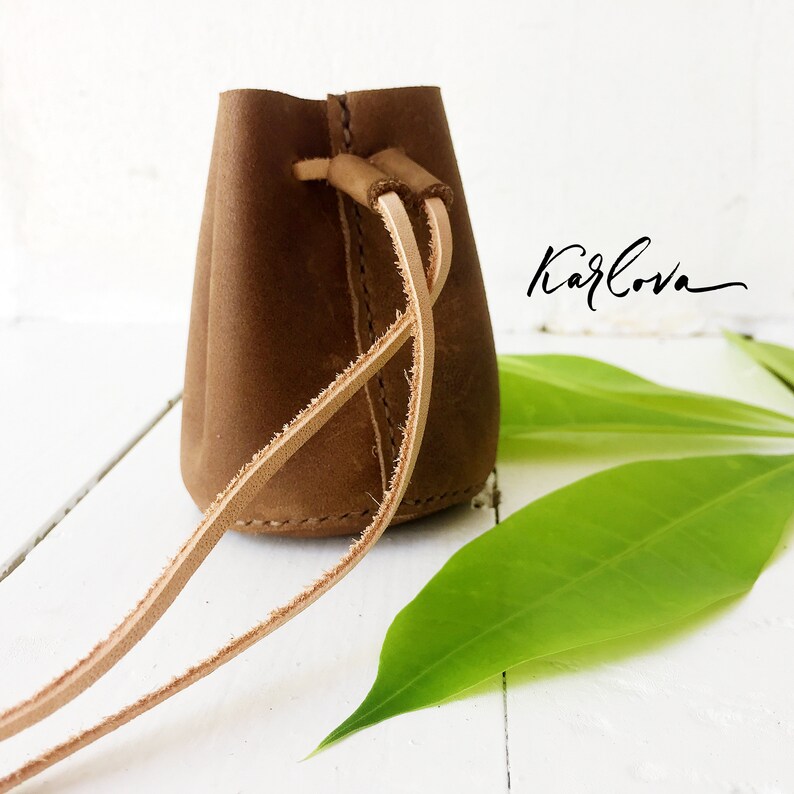 Leather micro drawstring pouch pattern | Etsy