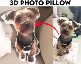 Custom dog photo pillow Pet shaped cushion from picture Personalized 3d pet loss sympathy gift Pet memorial stuffed animal gift
