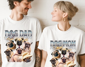Custom Matching Dog Mom, Dad & Kid Shirts – Custom Bootleg Dog Photo Tee – Personalized Family Dog Photo Shirts – Group Shirts 90s Style