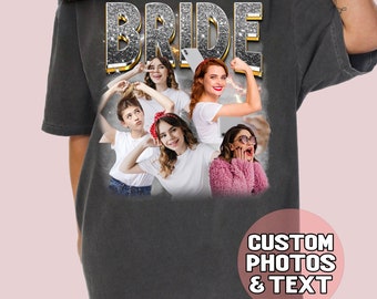 Camicia Bootleg personalizzata per addio al nubilato, camicia fotografica personalizzata vintage anni '90, maglietta da sposa della squadra, camicie da addio al nubilato da damigella d'onore