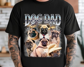 Custom Dog Dad Shirt - Personalized Bootleg Pet Photo Tee - Customizable Photo Shirt for Dog Lover, Dog Dad, or Pet Parent