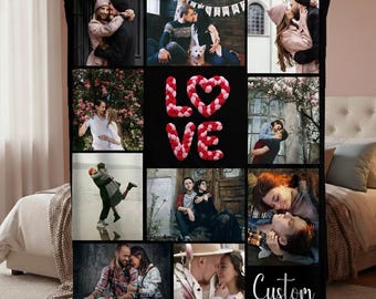 Personalized Photo Collage Blanket - Custom Photo Blanket with Pictures - Customizable Photo Collage Blanket for her, for him - Couple Gift