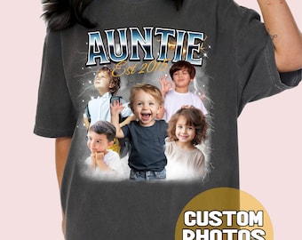 Custom Bootleg Auntie Shirt, Vintage 90s Photo Tshirt for Aunt, Cool Aunts Club Shirt, Promoted to Auntie tee