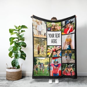 Personalized Grandma Blanket, Custom Gift for Mimi, Nana Gift from Grandkids, Family Photo Collage Blanket, Mimi Gift, Picture Blanket