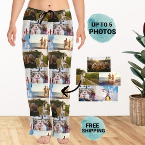 Valentines day pajamas Custom photo collage pajama pants Personalized pajama bottoms Best friend picture gift