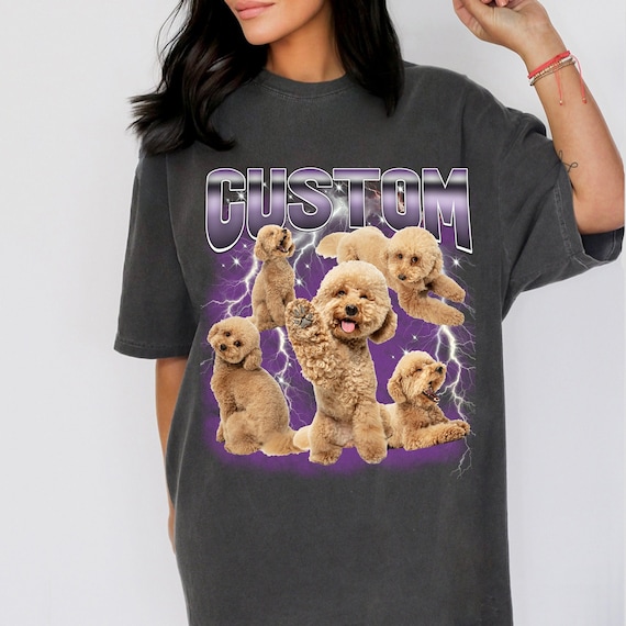 Custom Dog & Cat T-shirt – Retro 90s Photo Collage Shirt
