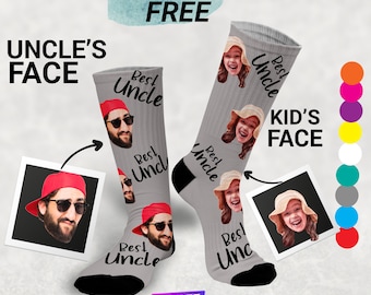Custom Uncle Face Socks, Personalized Photo Socks for Father&#39;s Day, Personalized Best Uncle Gift, Best Uncle Ever, New Uncle Gift, BUE Gift