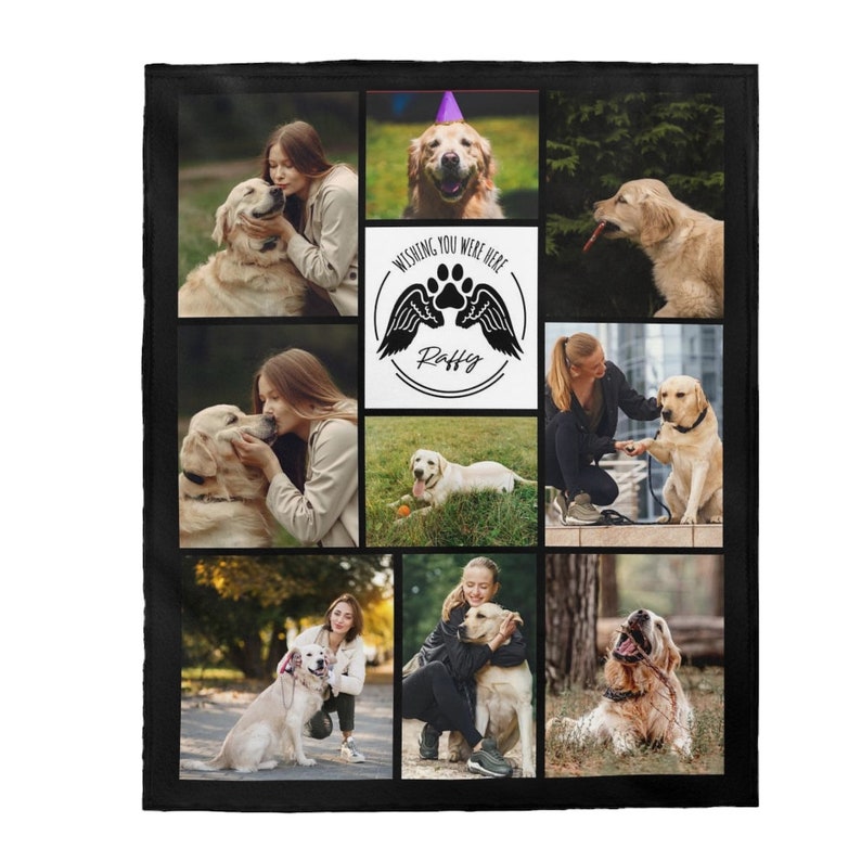 Dog remembrance gift, Dog Loss Photo Blanket, Dog memory gift, In memory of dog Photo Blanket Customized, Dog sympathy gift image 2