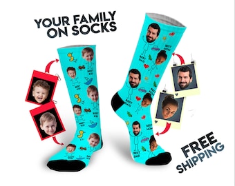 Custom face socks, Photo socks, Picture socks, Parent anniversary gifts, gag gifts for dad, Mom socks