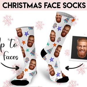 Christmas socks with faces, Photo socks, Secret Santa gift for women, Custom Face Socks