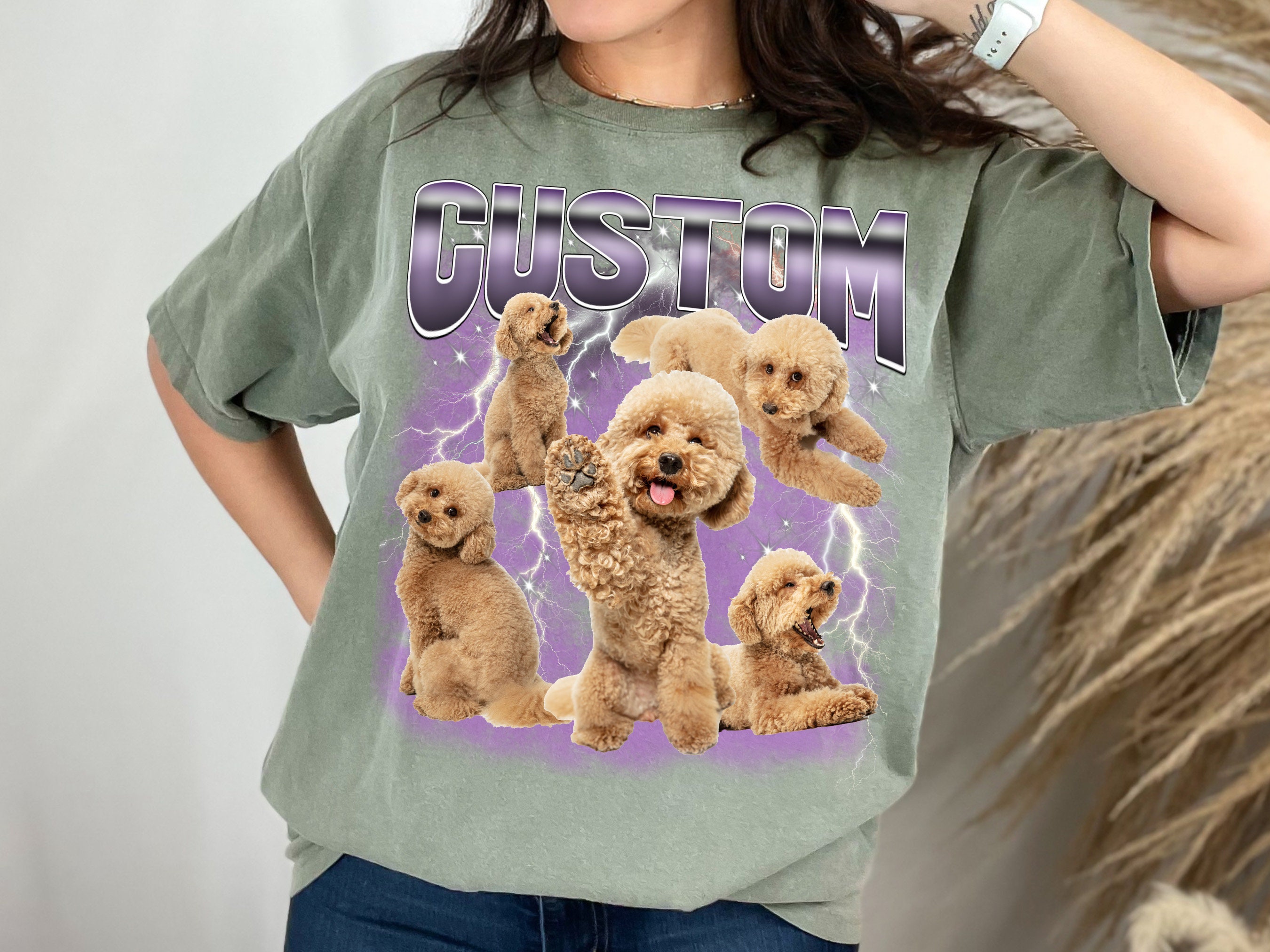Custom  Dog t-shirt Comfort Colors Retro Custom pet
