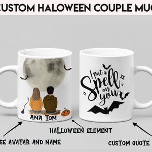 Taza de bruja personalizable, Nombre de taza de café personalizado, Tazas de Halloween, Taza de mejores amigos personalizada, Taza de café para novio