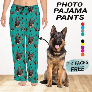 Custom pajamas pants with photo Dog face pajamas Family matching pajamas Your picture on pjs Personalized pj's for women Pet pajama pants