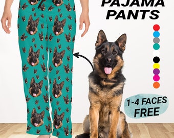 Custom pajamas pants with photo Dog face pajamas Christmas pajama pants Your picture on pjs Personalized pj's for women Pet pajama pants