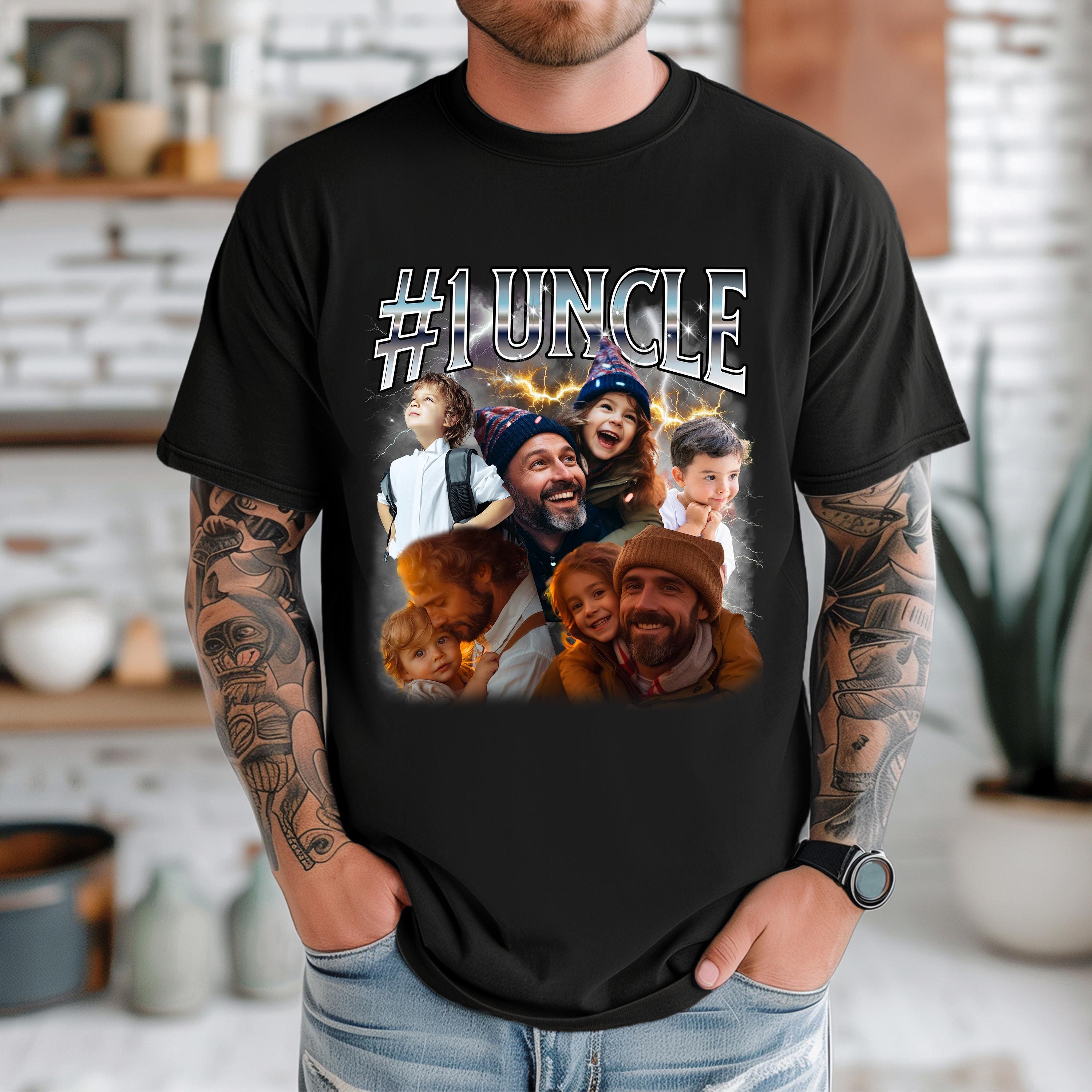 Discover Custom Uncle Photo Shirt, Personalized Christmas Uncle Gift, Shirt for Uncle, Dad, Grandpa, First Time Uncle Gift, Bootleg Uncle Shirt