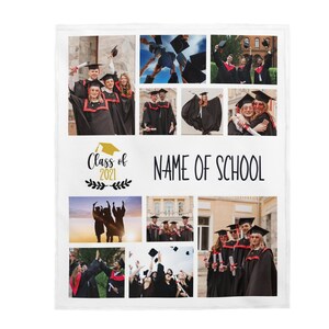 Gifts for college grads, College or High school graduation gift for her, Photo blanket customized, Masters graduation gift image 4