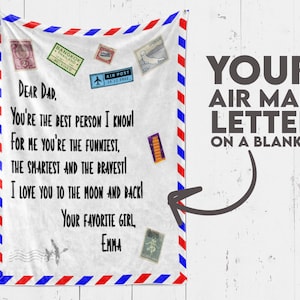 Manta de correo aéreo personalizada para mi papá, Para papá de hija, Para papá de niña regalo