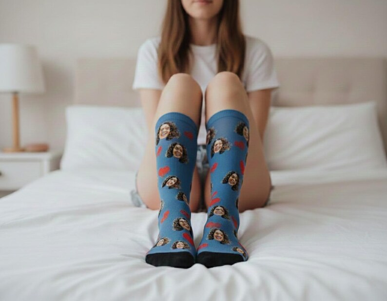 Customizable socks with pictures, put your name on socks, valentine's day personalized photo gift, socks with faces and hearts, custom photo socks