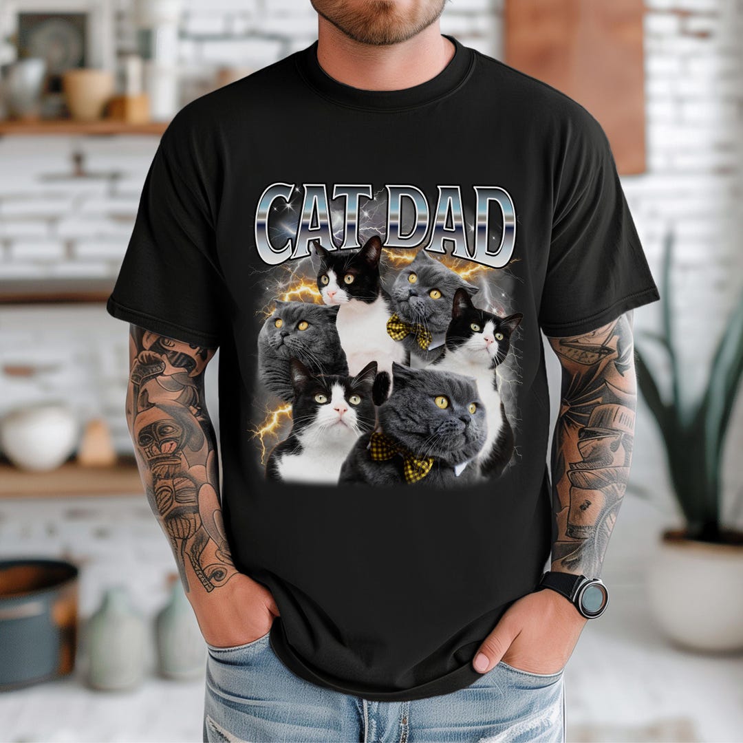 Custom Cat Dad Shirt - Personalized Photo Gift for Cat Lover, Cat Dad, or Pet Parent - Cus