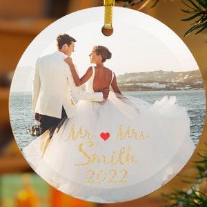First Christmas married ornament 2022 First Christmas as mr and mrs ornament 1st Christmas married ornament Photo ornament personalized