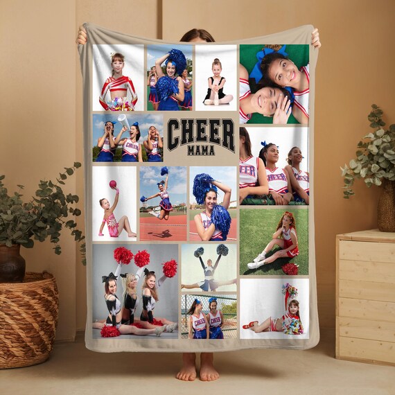 Personalized Dance Mom Blanket | Custom Photo Collage Gift for Christmas | Cheer Mom Blanket | Custom Photo Gift for Cheerleader Moms