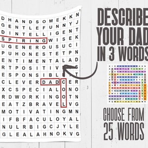Regalo del día del padre de la esposa, Primer día del padre, Búsqueda de palabras Crucigrama manta personalizada para adultos, Regalo del nuevo papá de la esposa