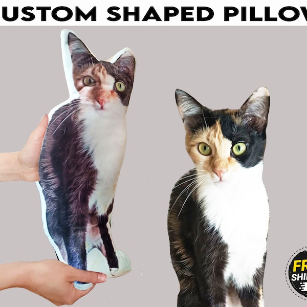 Custom cat shaped pillow, Cat memorial sympathy gift,  Personalized pet loss gift  Custom pet stuffed animal, 3d cushion