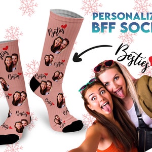 Personalized BFF socks with pictures, Gifts for best friend female, Long distance best friend gift