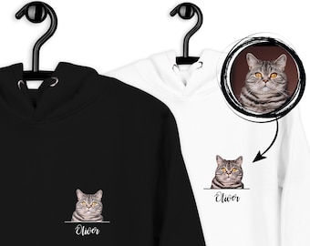 Personalized pet hoodie from photo + name Custom cat name shirt Dog mom sweatshirt gift