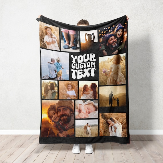 Custom Photo Blanket for Dad, Fathers Day Gift, First Time Dad Gift, Customizable 1st Time Dad Gift, Stepdad Gift, New Dad Gift