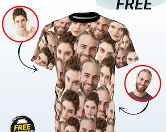 Visage personnalisé partout imprimé t-shirt Saint-Valentin avec visage de petite amie Cadeau de petit ami longue distance Cadeau de relation pour petite amie