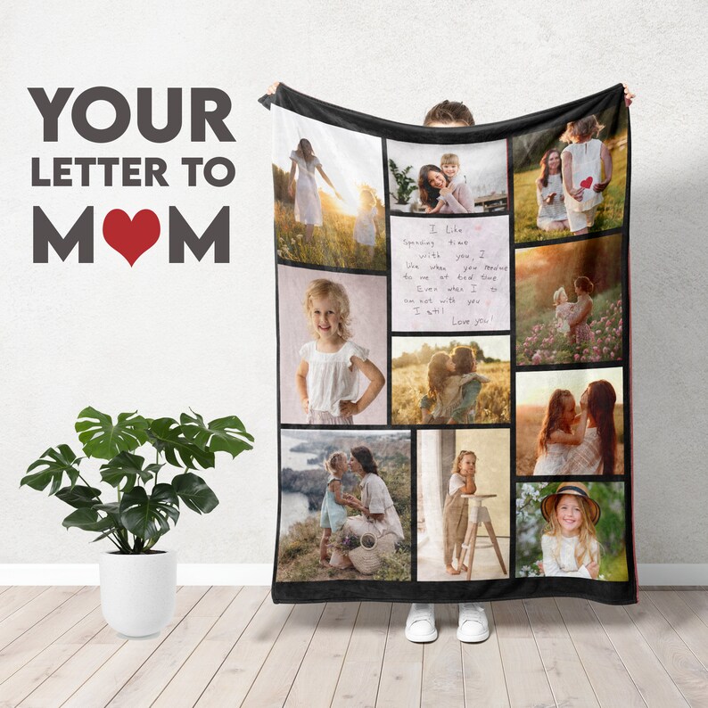 Custom photo blanket, personalized blanket, collage blanket, customizable blanket, letter blanket, note blanket, blanket with pictures, throw blanket, customized blanket, love letter blanket, mom blanket