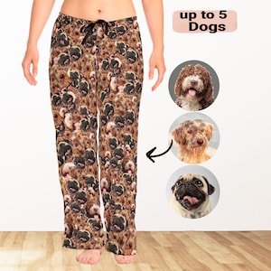 Personalized Pet Pajama Pants, Custom Dog face pajama pants, Cat face pjs, Pajama Pants with Multiple Pets, Pajamas with Face, Pet Mom Gift