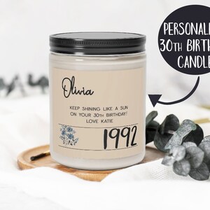 30th Birthday Gift Personalized Candle