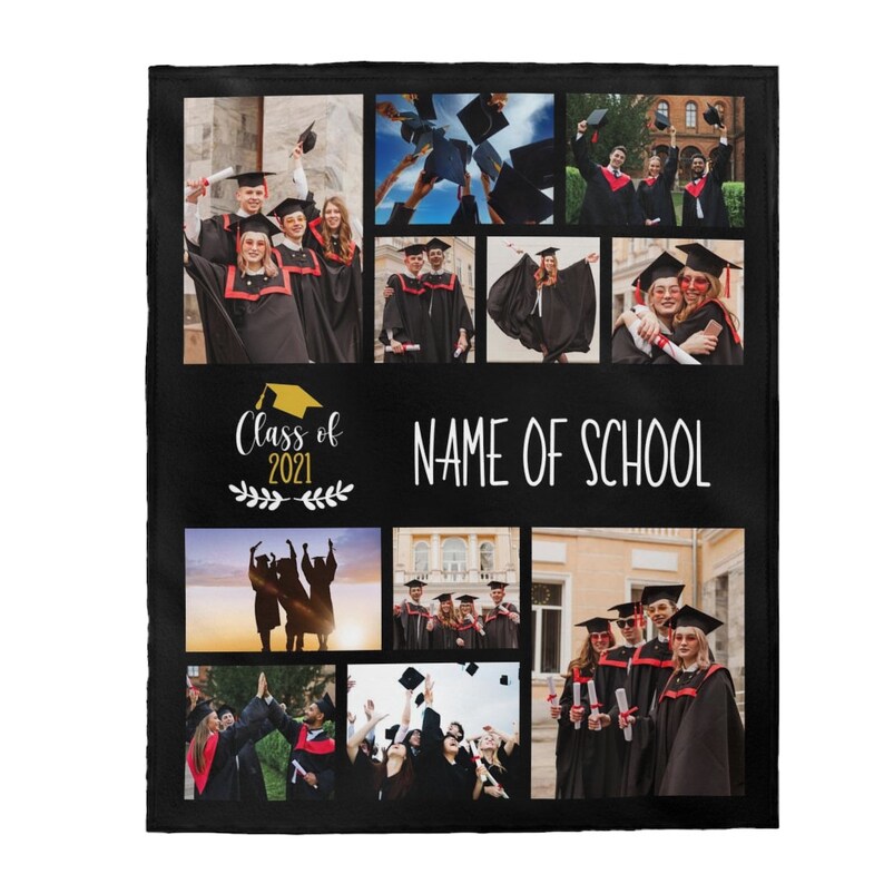 Gifts for college grads, College or High school graduation gift for her, Photo blanket customized, Masters graduation gift image 2