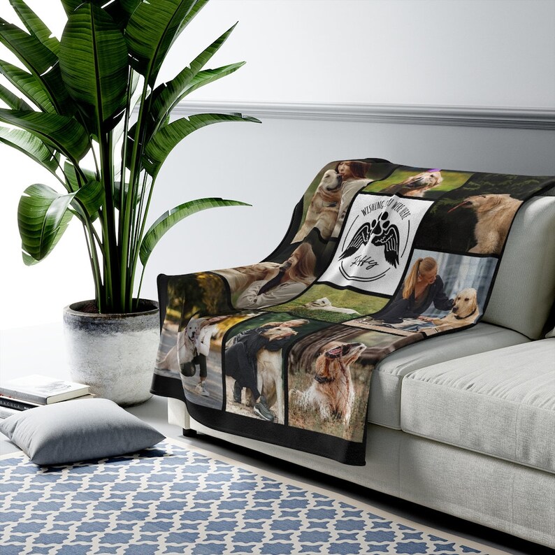 Dog remembrance gift, Dog Loss Photo Blanket, Dog memory gift, In memory of dog Photo Blanket Customized, Dog sympathy gift image 4