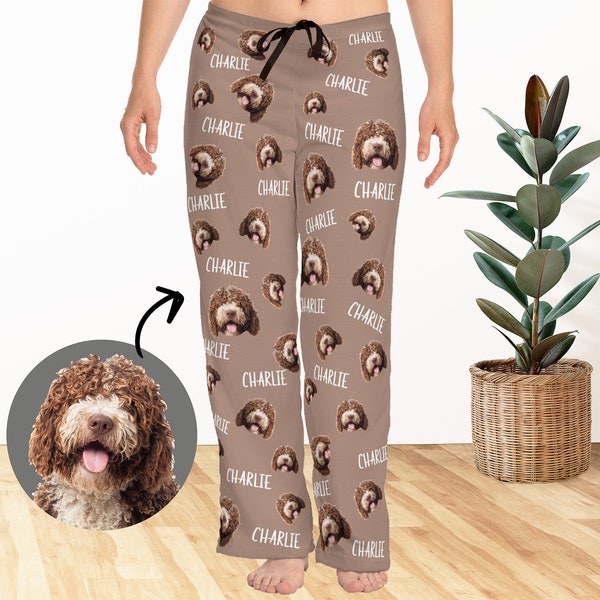 Custom Dog face pajama pants with photo and name Christmas pajama pants Personalized Pet pajama pants Pj's for women