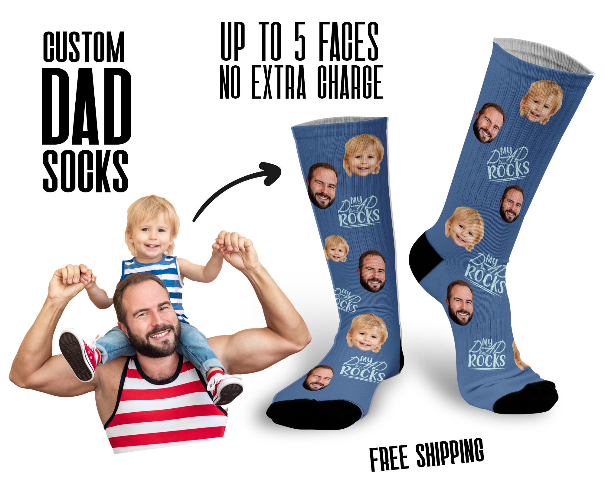 Face socks for Father's day First Fathers Day gift Etsy