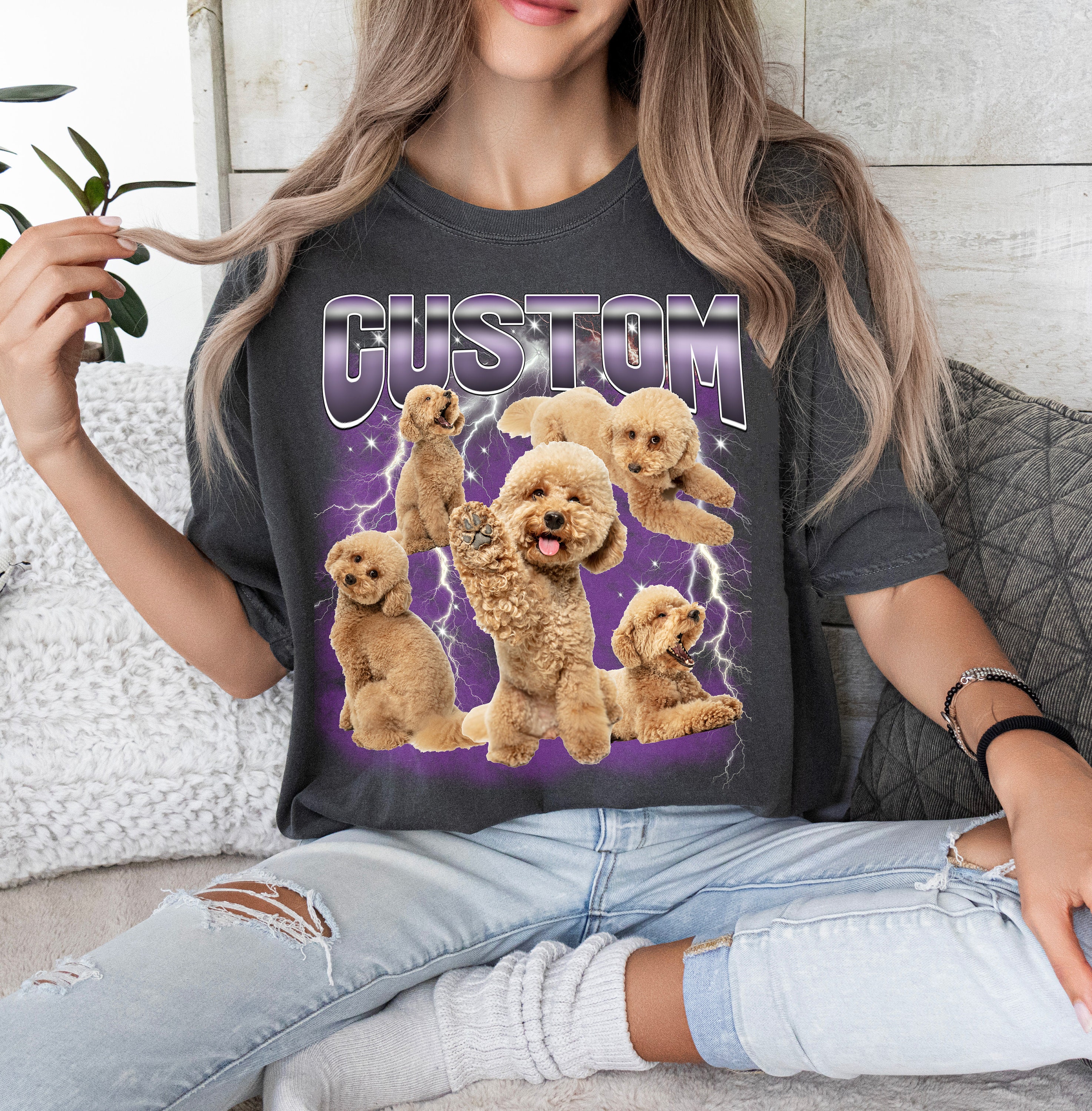 Custom  Dog t-shirt Comfort Colors Retro Custom pet