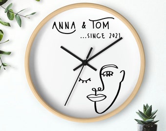 Anniversary  clock Wedding gift for couple unique 1st wedding anniversary gift for couple Abstract wall clock